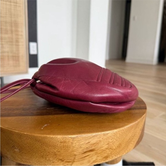 Loewe vintage Burgundy Leather Drawstring Crossbody Bag - Picture 3 of 7
